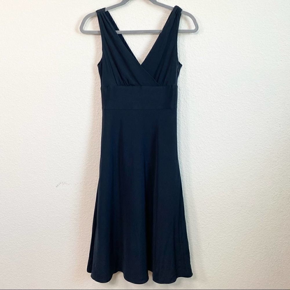 𝅺J. Crew Dress Women's S Navy Blue Chiffon Fit and Flare Flowy Y2K Formal